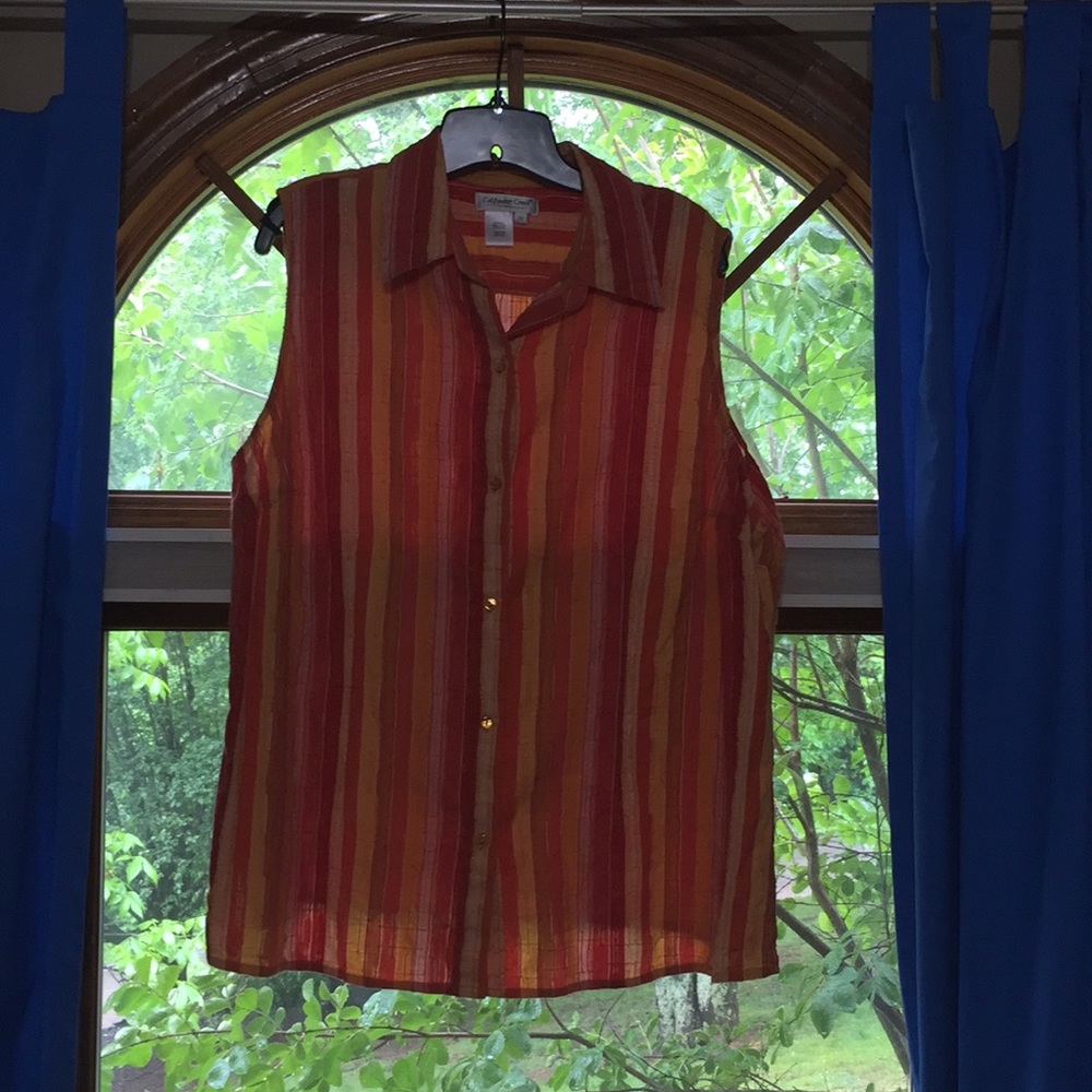 Size 2X orange cotton button-up top